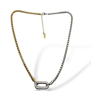 Two-Tone Gold & Silver Chain Necklace with Interlocking Link